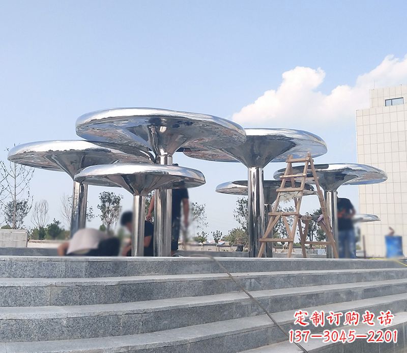 宁波艺术精美的不锈钢蘑菇公园雕塑