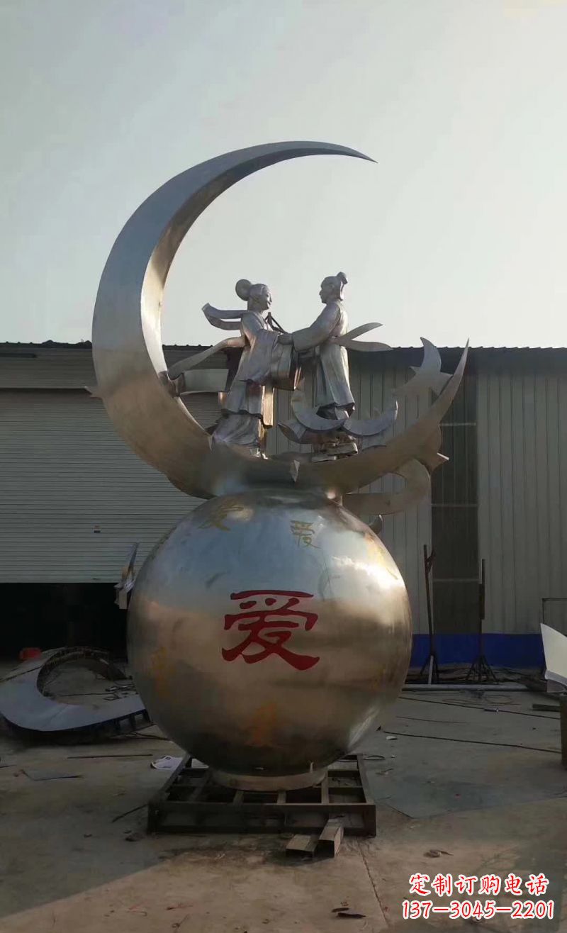 宁波不锈钢牛郎织女雕塑传承爱情的象征