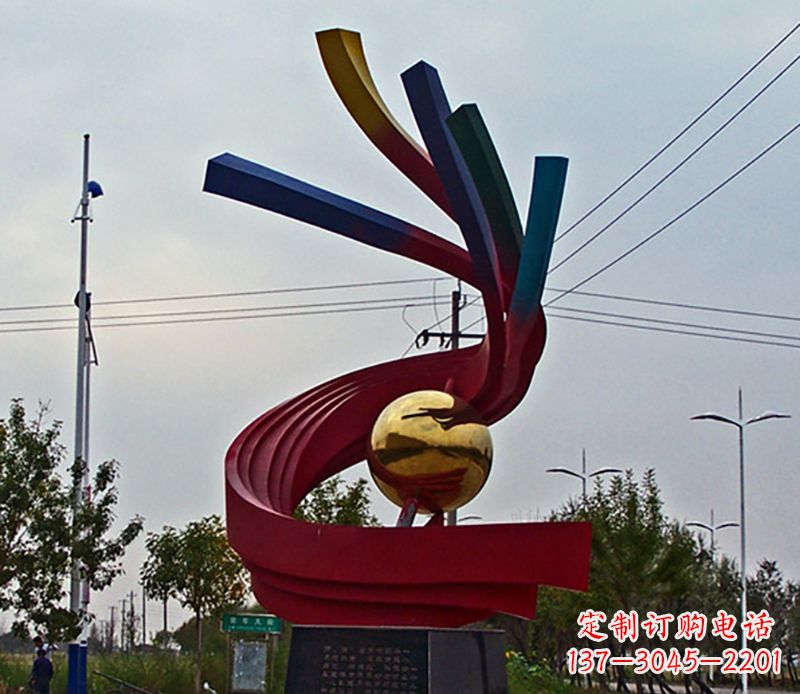 宁波不锈钢飘带雕塑艺术与自然的完美结合