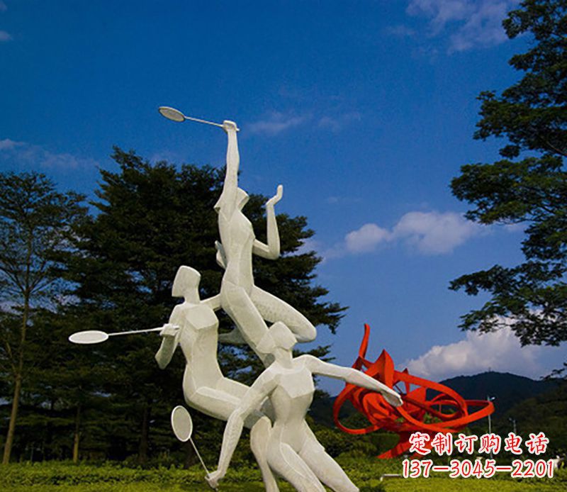 宁波不锈钢羽毛球雕塑精美线条展现体育热情
