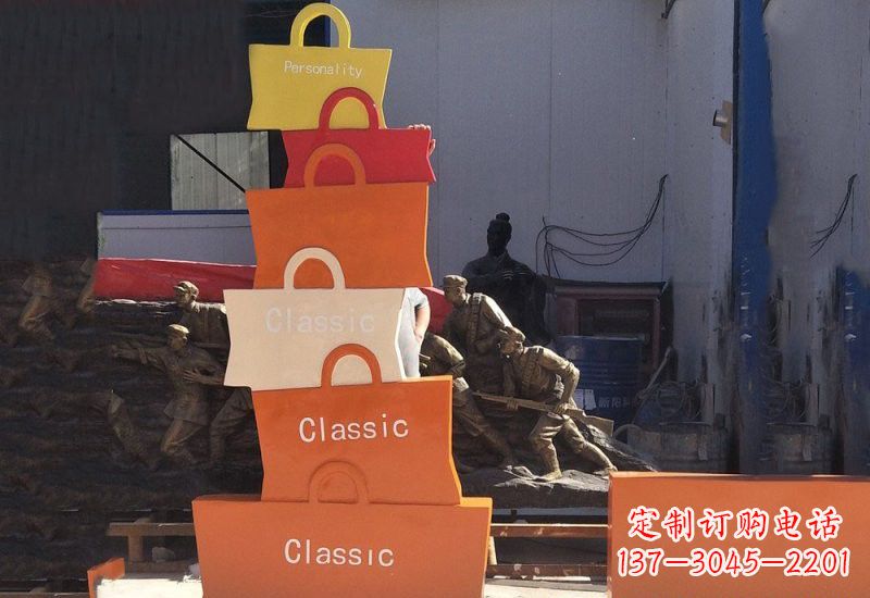 宁波不锈钢购物袋雕塑