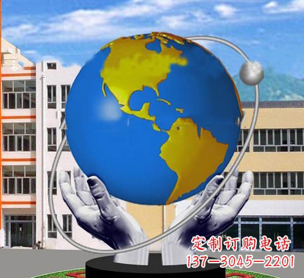 宁波不锈钢手托地球抽象探索雕塑