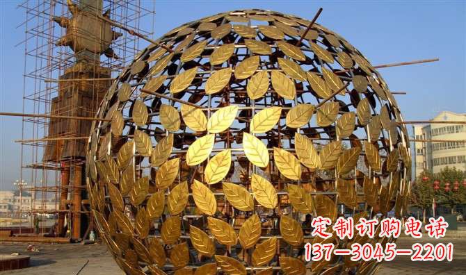 宁波不锈钢树叶镂空球景观雕塑