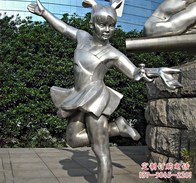 宁波儿童雕塑不锈钢跳舞人物