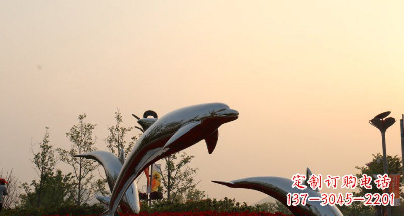 宁波不锈钢海豚雕塑跳跃的美丽