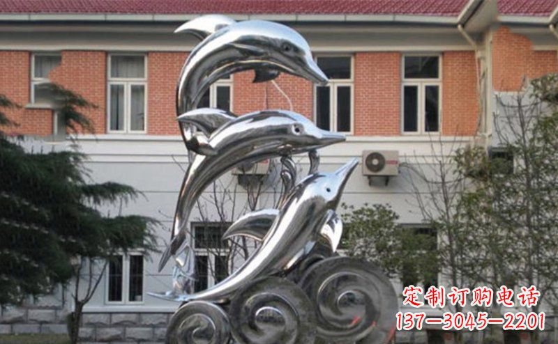 宁波不锈钢跳跃海豚雕塑