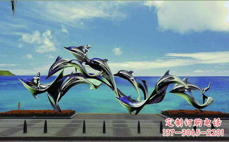 宁波不锈钢海豚广场雕塑——精致而又活泼