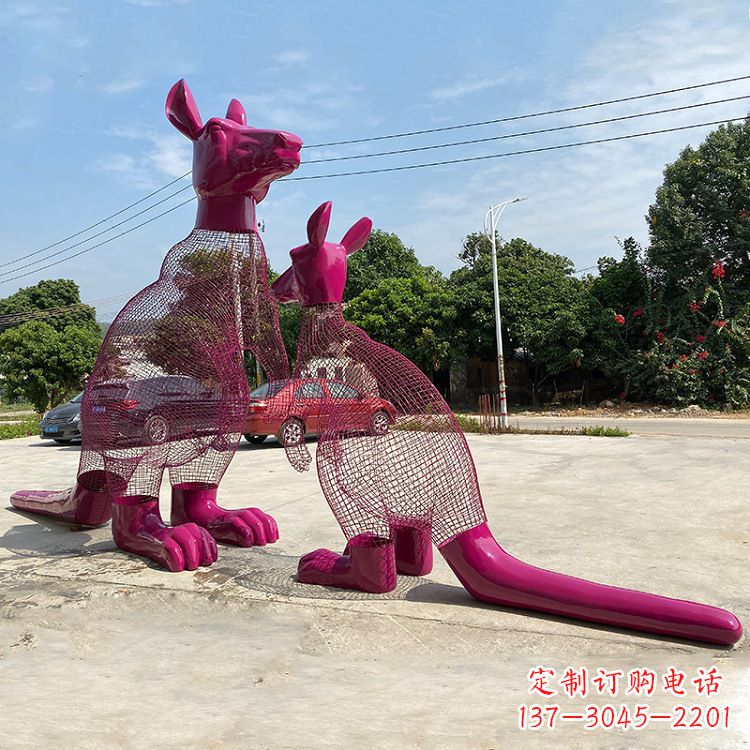 宁波不锈钢袋鼠雕塑给公园带来美好景观