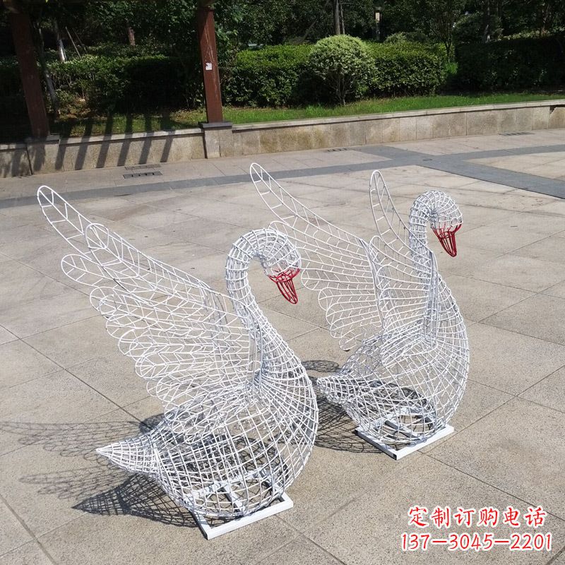 宁波不锈钢网格展翅天鹅雕塑