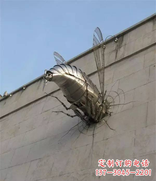 宁波不锈钢无头苍蝇动物雕塑