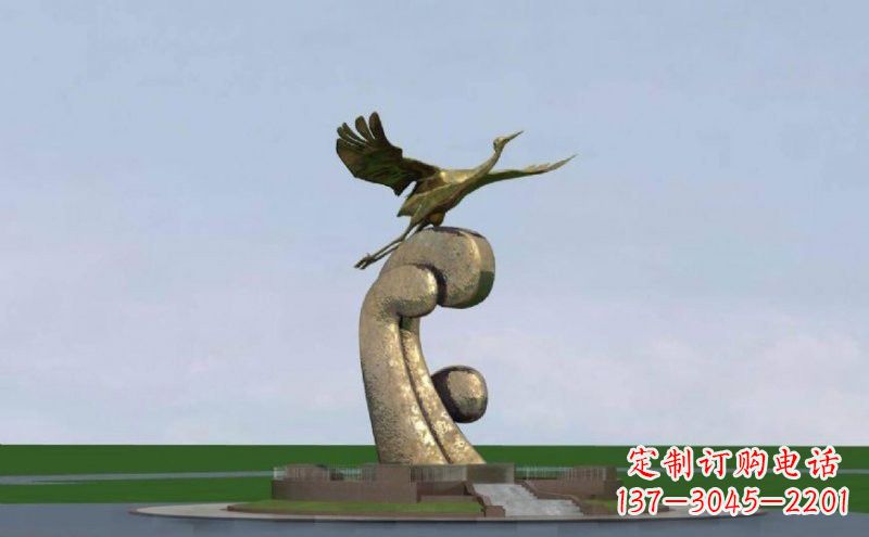 宁波不锈钢仙鹤雕塑象征着美丽和宁静