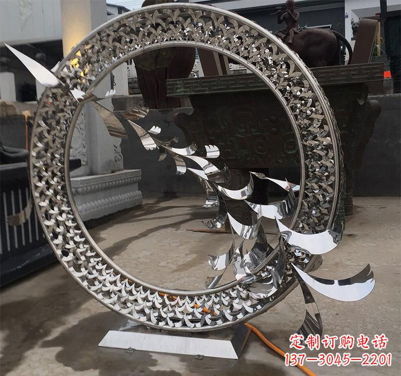 宁波不锈钢现代圆环雕塑