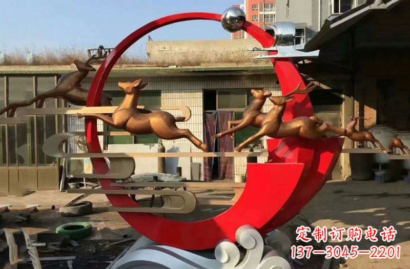宁波不锈钢制作的梅花鹿雕塑