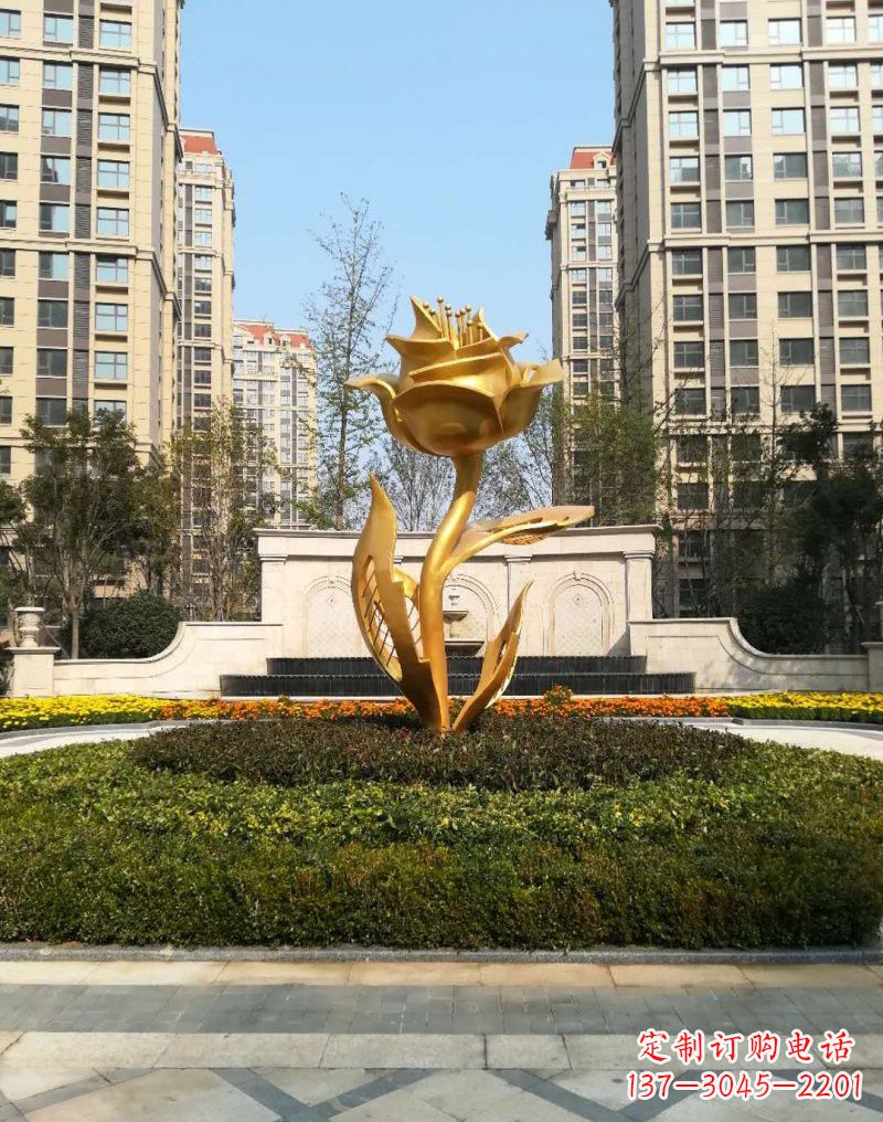 宁波不锈钢小区玫瑰花雕塑浓郁情感的视觉体验