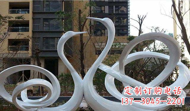 宁波不锈钢小区美丽的天鹅雕塑