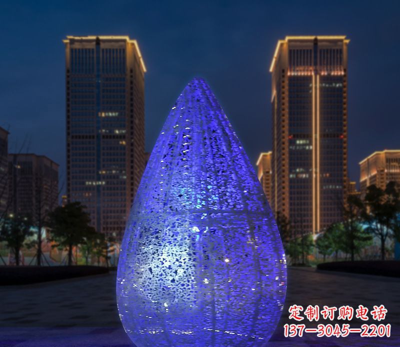 宁波不锈钢小区照明美轮美奂的水滴雕塑