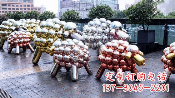 宁波不锈钢小羊肖恩抽象动物雕塑