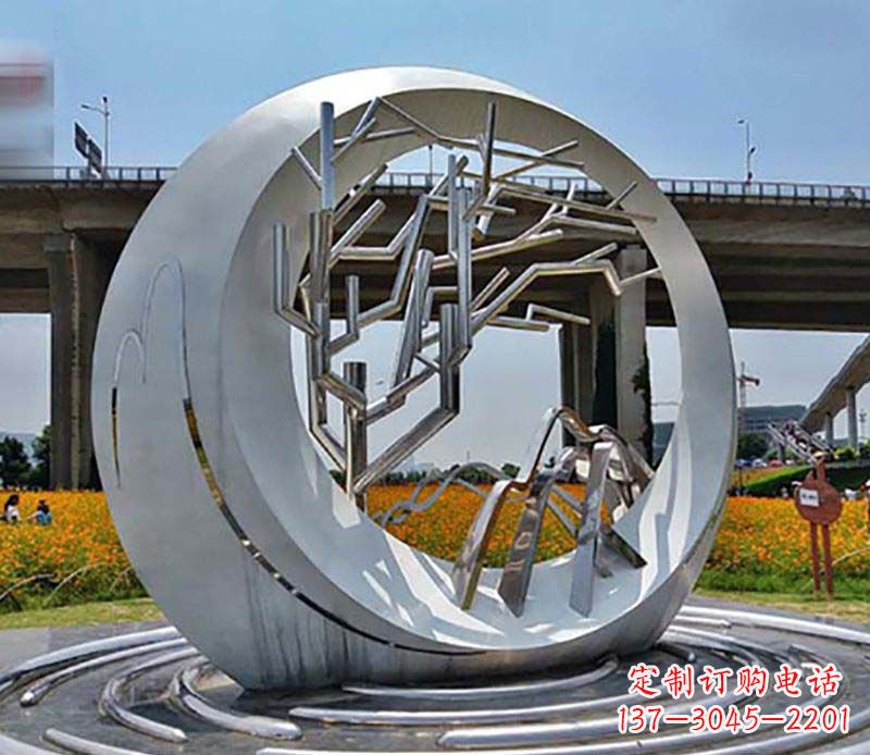 宁波不锈钢异形圆环雕塑精致而优雅