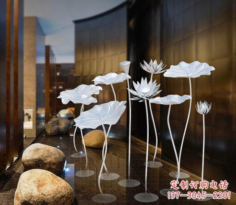 宁波不锈钢银色荷花雕塑精美外形魅力无限