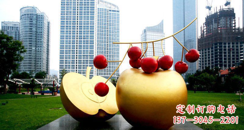 宁波不锈钢苹果雕塑,添彩公园景观
