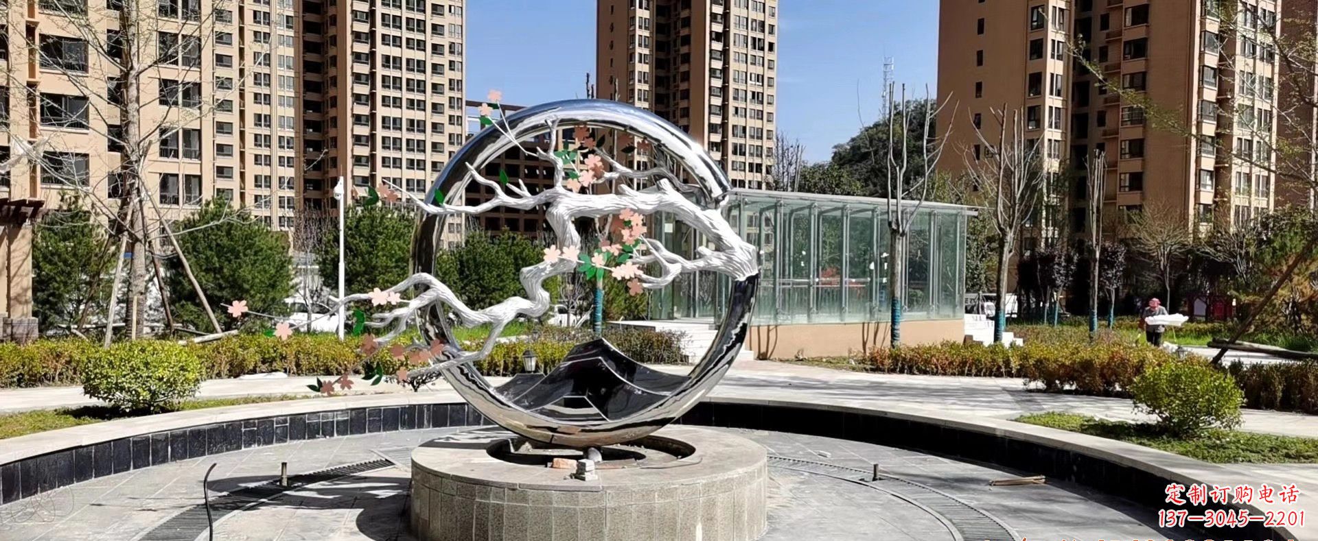 宁波无尽环绕——不锈钢圆环景观雕塑