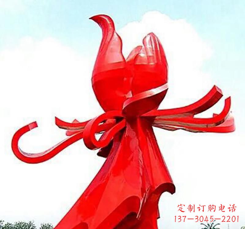 宁波不锈钢玫瑰雕塑,传递爱与和平