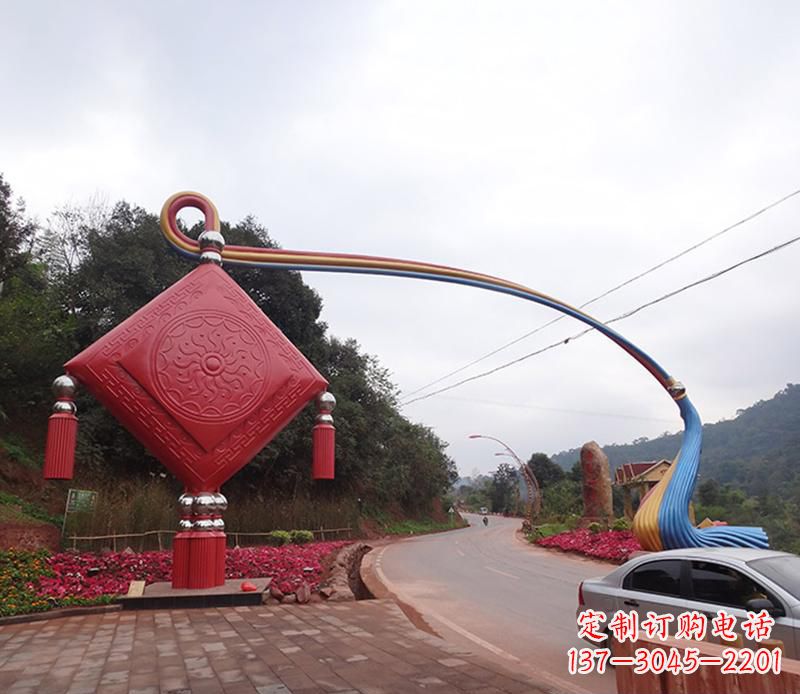 宁波不锈钢中国结拱门雕塑