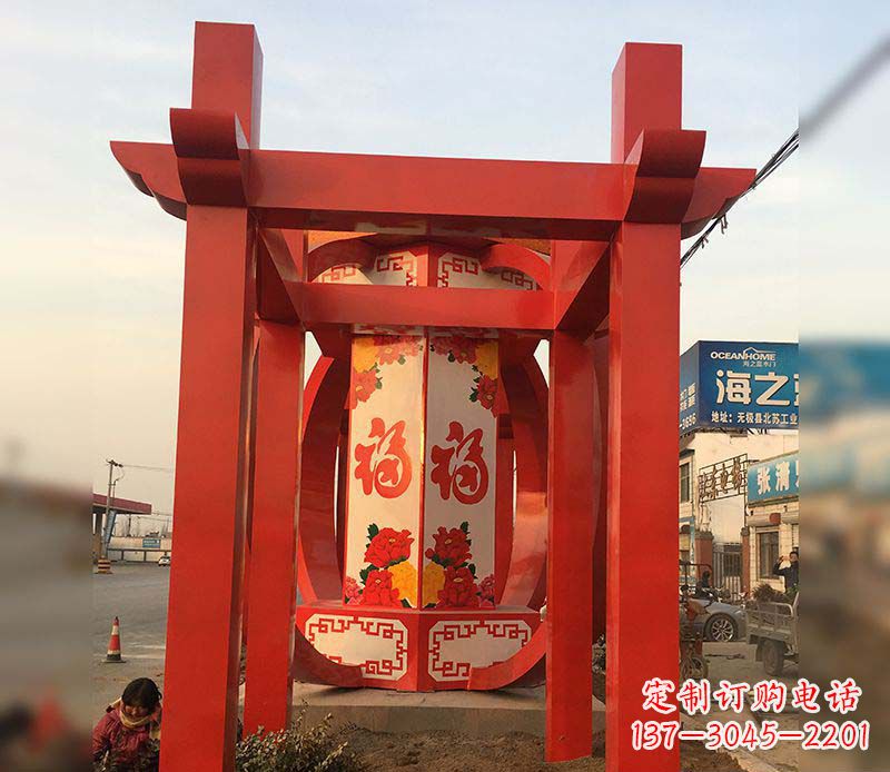 宁波不锈钢灯笼雕塑——点亮中国梦