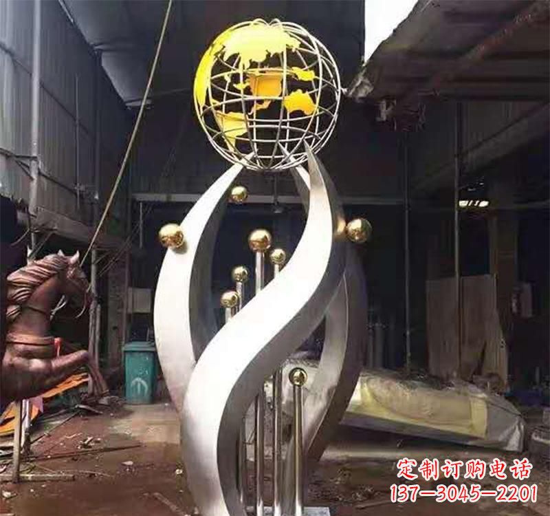 宁波不锈钢转动地球仪雕塑——传承地球文明