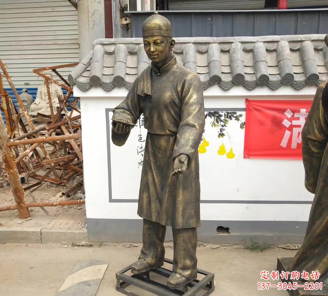 宁波传承百年店小二铜雕
