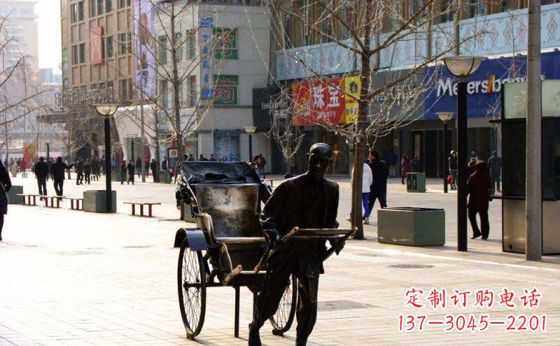 宁波黄包车雕塑弘扬步行街人物景观