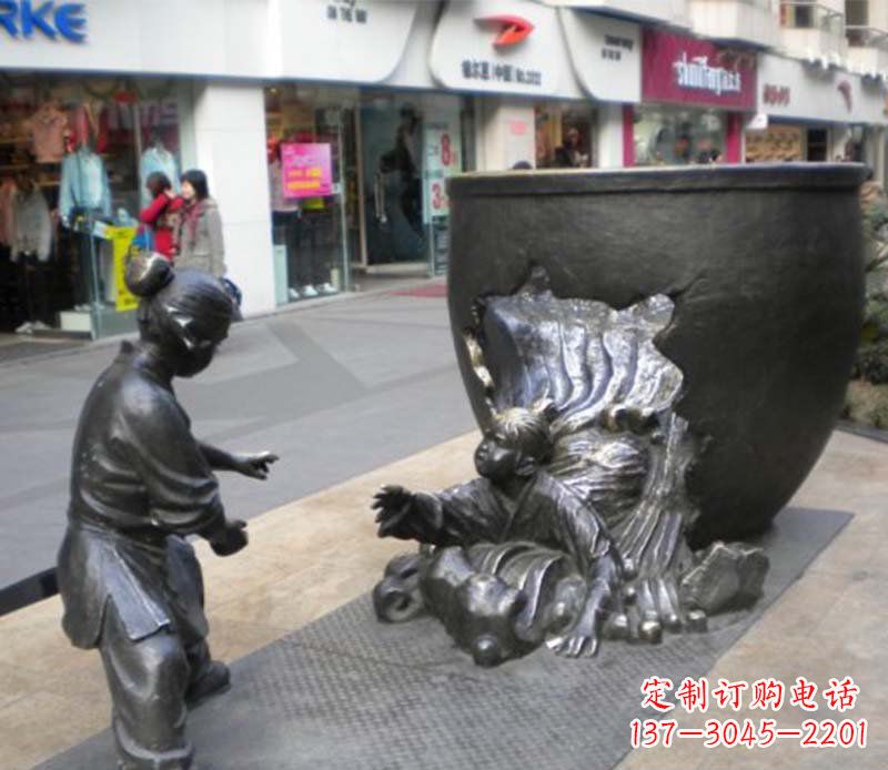 宁波司马光砸缸小品铜雕传承中国古代文化