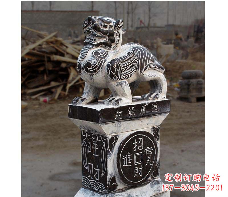 宁波门墩雕塑财源广进的象征