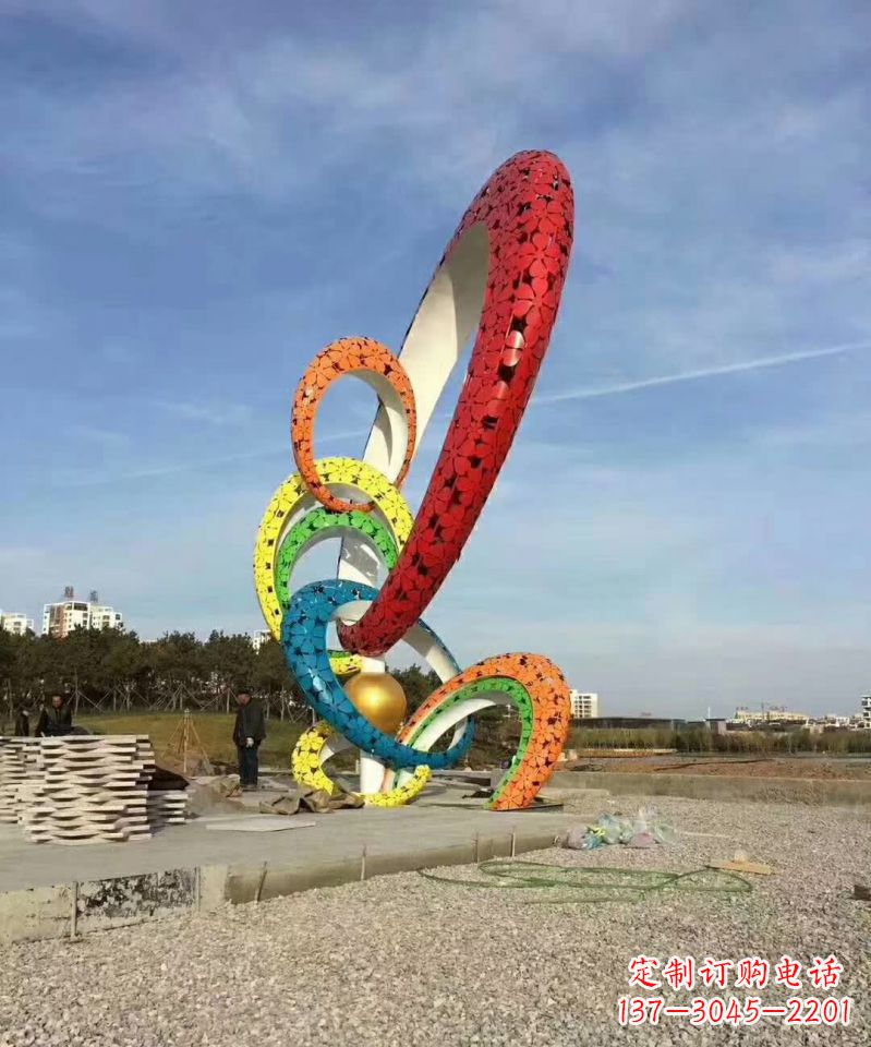 宁波彩色不锈钢抽象圆环雕塑1