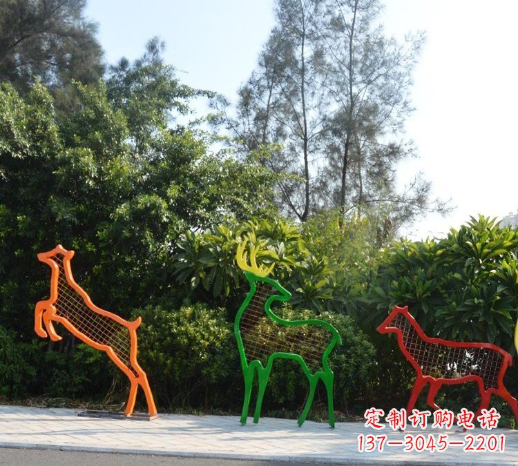 宁波精美的彩色不锈钢梅花鹿雕塑
