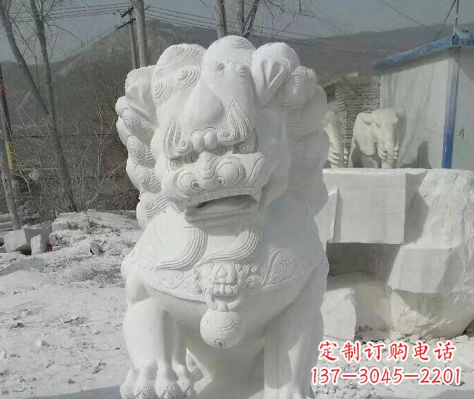 宁波狮子雕塑踩绣球石狮子寺庙的独特景观