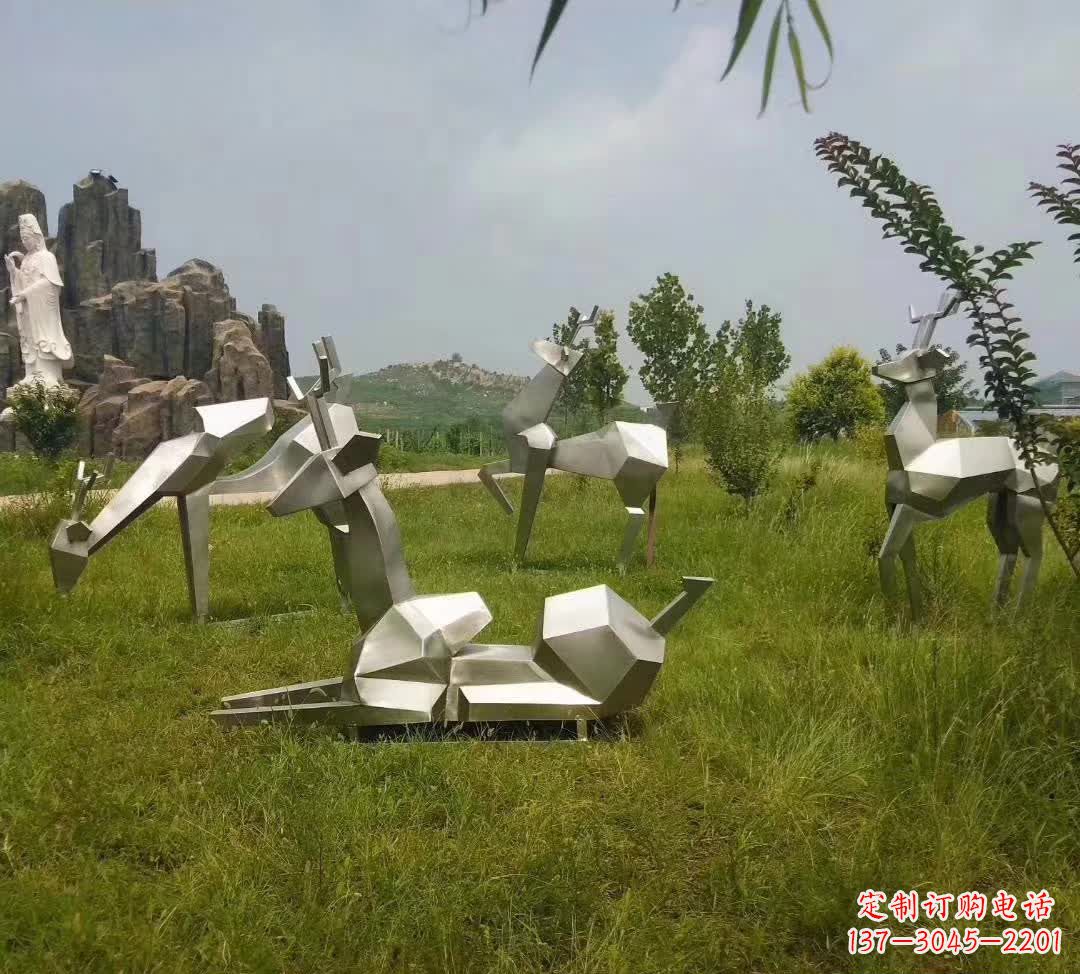 宁波草坪不锈钢锻造小鹿雕塑