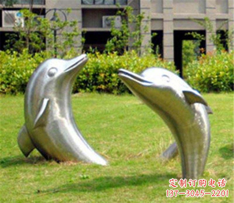 宁波草坪镜面海豚不锈钢雕塑
