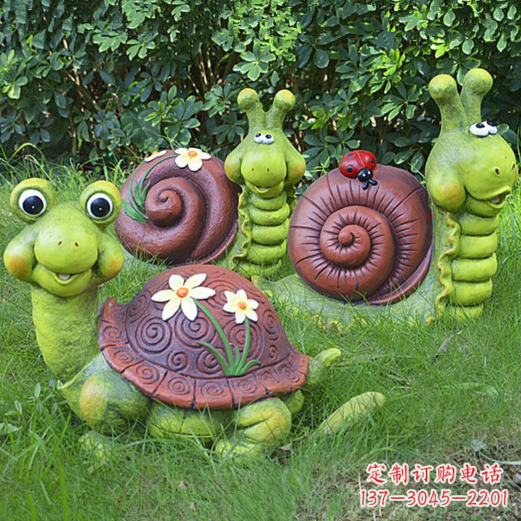 宁波草坪小动物，玻璃钢卡通乌龟和蜗牛雕塑