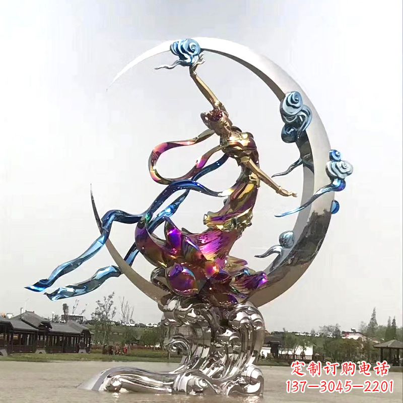 宁波中国古代神话传说中的嫦娥奔月不锈钢雕塑景观