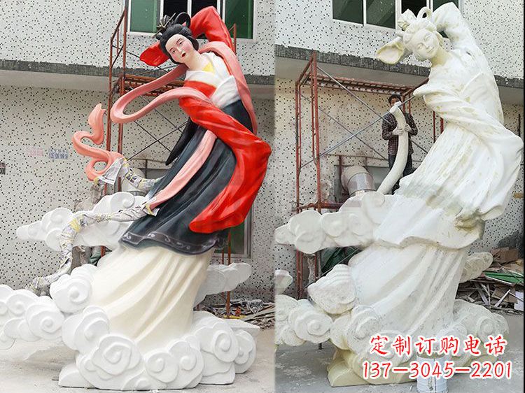 宁波神话中的嫦娥玻璃钢彩绘雕塑