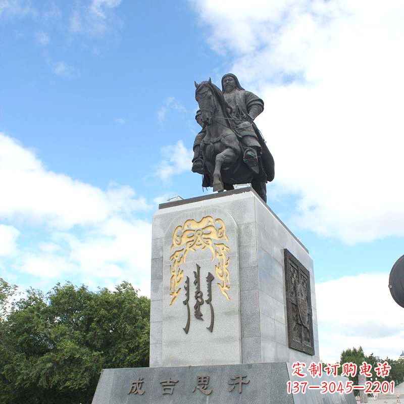 宁波成吉思汗象征英雄的铜雕塑
