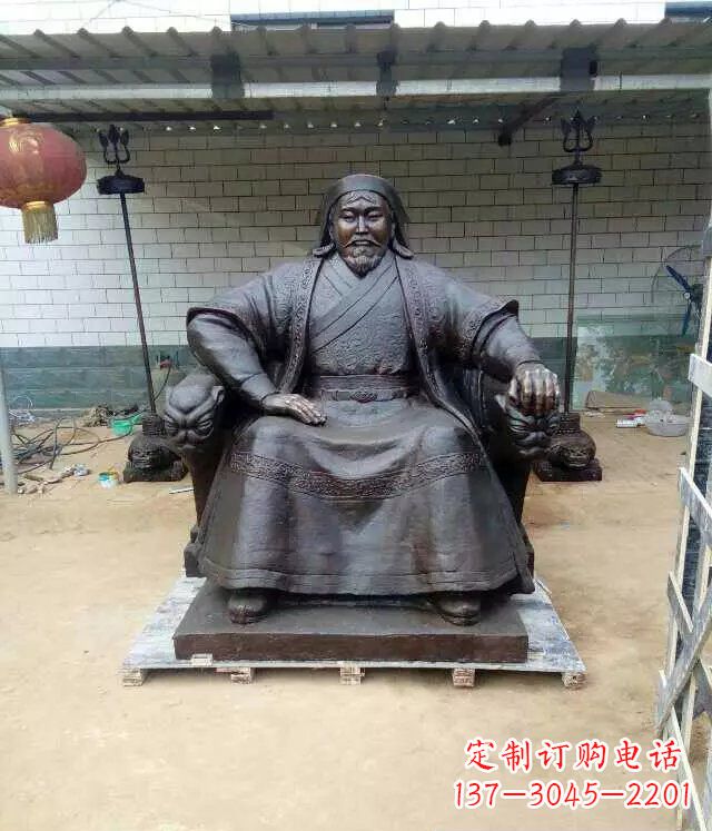 宁波成吉思汗铜雕古代伟人