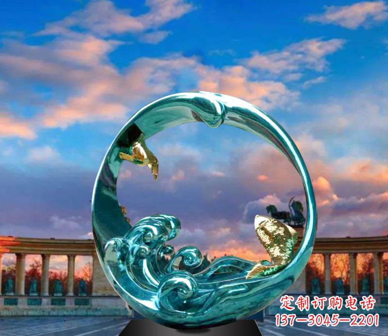 宁波城市之环不锈钢彩银雕塑