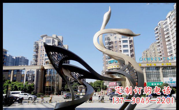 宁波城市凝聚的美丽不锈钢天鹅雕塑