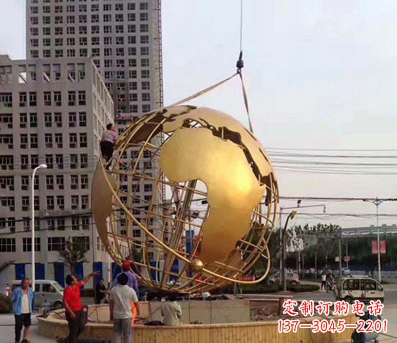宁波城市之美不锈钢镂空地球仪雕塑