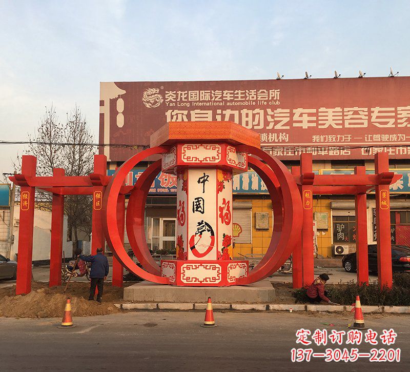 宁波城市不锈钢中国梦灯笼主题雕塑