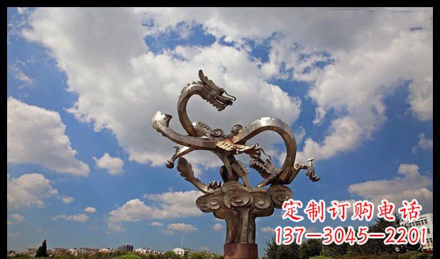 宁波城市抽象双龙雕塑