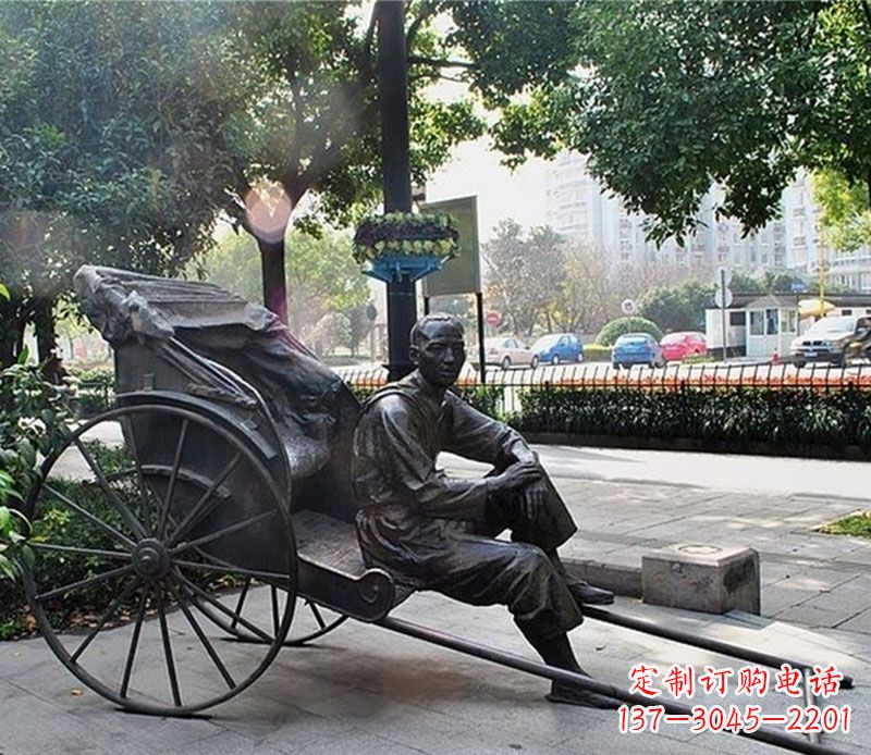 宁波城市接头黄包车夫铜雕——记录城市历史的缩影