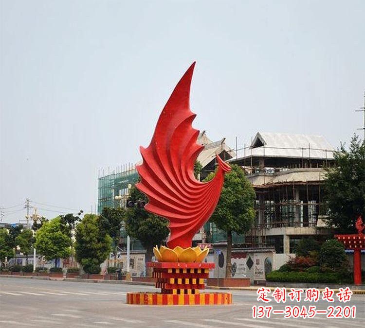 宁波凤凰雕塑为城市街边增添美丽